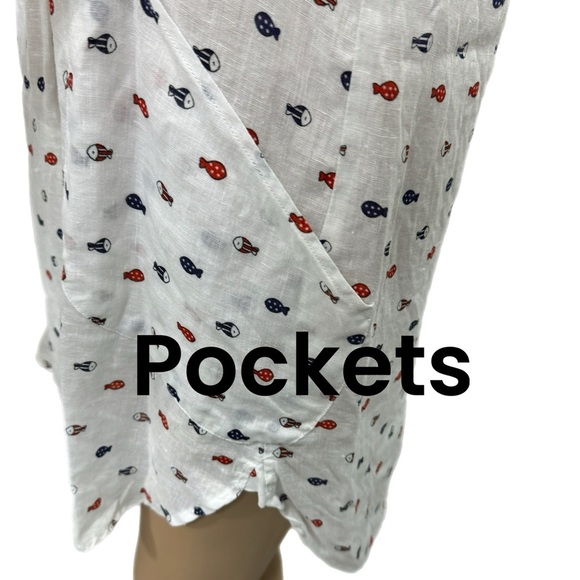 FOR CYNTHIA Coastal Lady 100% Linen Swimsuit Cover Up Pop Over Mini Beachy Sz M - Picture 6 of 12